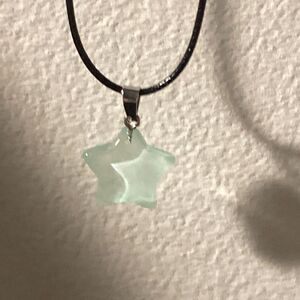Star Glass Crystal on leather necklace
